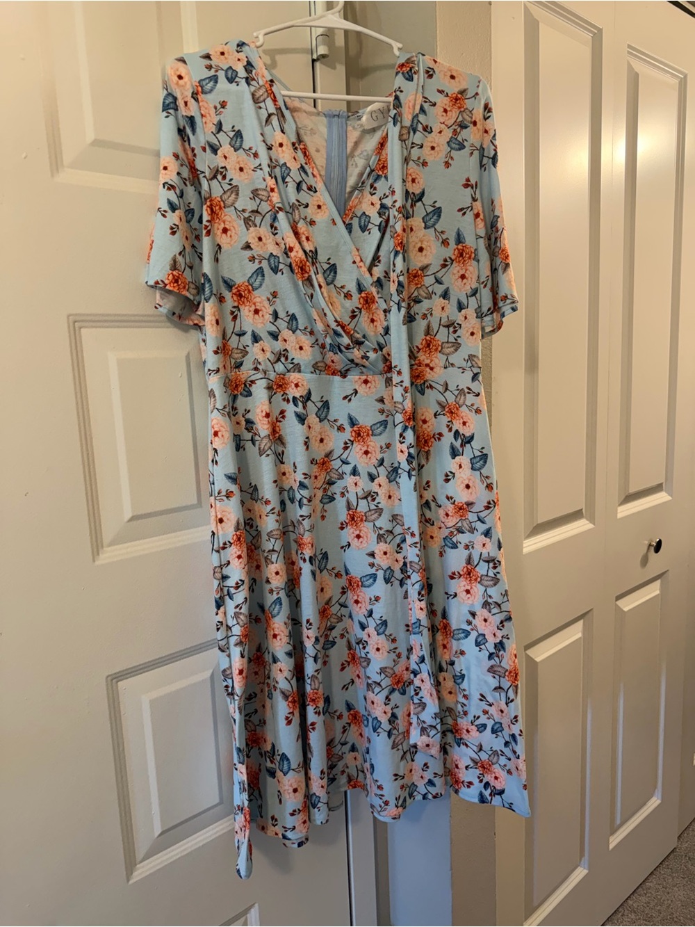 GYK Light Blue Floral Wrap Midi Dress